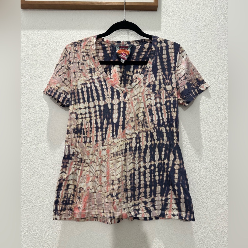 Johnny Was tie-dye V-neck t-shirt in multicolored shades